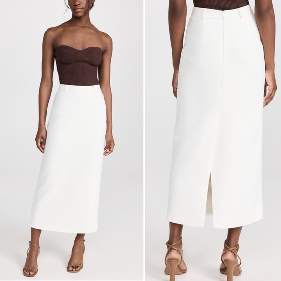 Pixie Market Dresses & Skirts - Pixie Market Nia White Fitted Belt Loop Back Slit Midi Skirt Shopbop $138 small